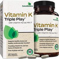 Futurebiotics Vitamin K Triple Play (Vitamin K2 MK7 / Vitamin K2 MK4 / Vitamin K1) Full Spectrum Complex Vitamin K Supplement, 180 Capsules