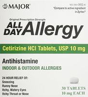 Major Pharmaceuticals All Day Allergy Cetirizine 10mg Tablets, 30 Count