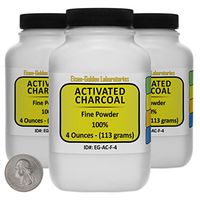 Activated Charcoal [C] 100% ACS Grade Fine Powder 12 Oz in Three Space-Saver Bottles USA