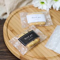 BBC Polka Dots Cookie Treat Bags for Gift Giving 200 Plastic Bags+200 Thank You Labels (2.8x3.9 inch)