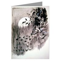 Twelve Vintage Note Cards of This Black and White Illustration of A Fairy Queen and King Being Pulled by Beetles