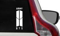 BTS NEW Logo Shield with Text Car Die Cut Vinyl Decal Bumper Sticker for Car Truck Auto Windshield Wall Window Ipad Tablet Macbook Laptop Computer Home Custom and More (White)