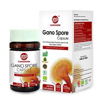 GANOHERB Organic Reishi Mushroom Spore Capsules with 100% Ganoderma Lucidum Spore Powder for Boost Immune System,Vegan,All Natural,Non-GMO & Gluten Free,60 Veggie Capsules …