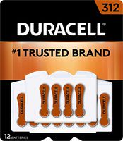 Duracell - Hearing Aid Batteries Size 312 (brown) - long lasting battery with EasyTab for ease of installation - 8 count