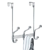 iDesign York Metal Over the Door Organizer, 3-Hook Rack for Coats, Hats, Robes, Towels, Bedroom, Closet, and Bathroom, 8.38" x 5.25" x 11", Chrome