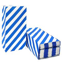Blue Striped Paper Bags Mini Party Favor Bags for Kids Birthday Party Supplies by ADIDO EVA (50 CT 3.5×2.3×7 in)