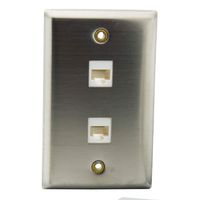 YinXiong Stainless Steel Metal Solid Style CAT6 RJ45 Wall Plate With Backside Female To Female Connector (2 Ports)