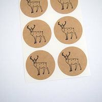 Rustic Kraft Brown Stag Deer Stickers, Envelope Seals, Favor Labels and Cupcake Toppers, by Once Upon Supplies, 1.5 Inches, 60 Stickers