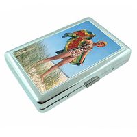 Perfection In Style Metal Silver Cigarette Case Vintage Beach Girls Design 003