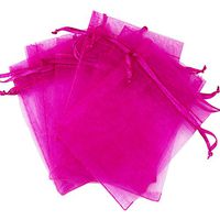 Organza Bags, Organza Gift Bags Gift Wrap Bags with Drawstring for Wedding Party Jewery (100PCS, Hot Pink)