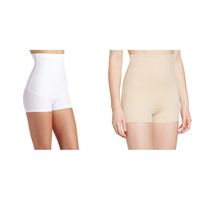 Maidenform Flexees Women's 2 Pack Shapewear Minimizing Hi-Waist Boyshort, White/Latte Lift, X-Large