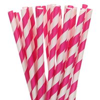 Dark Pink Striped Paper Straws (100)