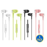 4pk Ear Bud Headphones with Mic Remote Control (G06), Wholesale 3.5mm Wired Earphones Headsets Bulk Accessory for Android iOS Smartphone, Cell Phone, MP3, Media Player, Laptop, PC, Chromebook, Gaming