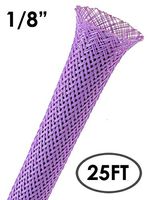 Electriduct 1/8" PET Expandable Braid Sleeving Flexible Wire Mesh Sleeve - 25Ft (Purple)