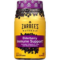 Zarbee's Naturals Elderberry Immune Support* with Vitamin C & Zinc, Natural Berry Flavor, 60 Gummies