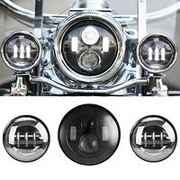 SUNPIE 7 Inch Black Motorcycle LED Headlight + 2pcs 4-1/2" Fog Lights for Harley Davidson LED Passing Lights Front Lights Driving Lamp Projecotor