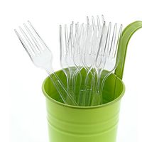 AmerCare Clear Heavy Weight Polystyrene Forks with Retail Packaging, Case of 1000