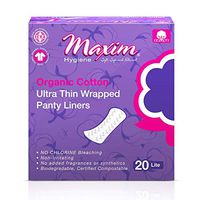 Maxim Organic Panty Liners, 40ct, Soft Cotton Panty Liner No Chlorine No Chemicals, FDA/ICEA Approved, Biodegradable Breathable Hypoallergenic Cotton Panty Liners for Women, 2 Packs of 20