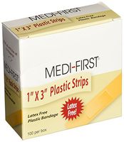 Medi-First 60033 Plastic Strip Bandage, 1-Inch by 3-Inch, 100 Per Box