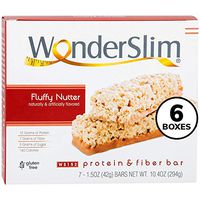 WonderSlim Low-Carb 15g Protein Diet Bar - Fluffy Nutter - High Fiber Weight Loss Snack Bar - Gluten Free 6 Boxes Value Pack (Save 15%)