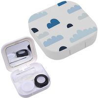 Portable Contact Lens Case Box Travel Kit Mirror + Bottle + Tweezers Container Holder [ Clouds ]