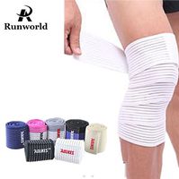 Runworld (1 Pair) Elastic Breathable Knee Brace Compression Bandage Wraps Pain Relief Straps Support Wraps Sleeve for Men Women Cross Training WODs,Gym Workout,Fitness & Powerlifting (White)