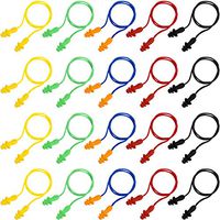 Bememo 20 Pairs Corded Ear Plugs Reusable Silicone Earplugs Sleep Noise Cancelling for Hearing Protection (Color 7)