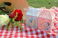 forlove&Peace 50Pcs Laser Cut Hollow Bird Love Heart Wedding Favor Boxes Sugar Boxes Candy Boxes with 50 Ribbons for Wedding Baby Shower Party Birthday Business Occasion(2.4''x2.4''x2.4'') (White)