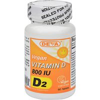 Deva Vegan Vitamin D - 800 IU - Essential in Healthy Bones - Gluten Free - 90 Tablets (Pack of 2)
