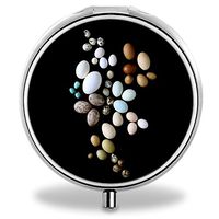Egg Pill Case, Round Stainless Drug Organizer Container Medicine Cover for Pocket Daily&Weekly