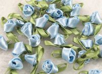 100 Pcs Polyester Tape with Ye Han Bud Rose/trim/sewing/appliques U Pick (Blue)
