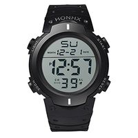 Fxbar,Mens Watches Boy LCD Digital Stopwatch Date Rubber Strap Multifunction Bracelet Watches(White)