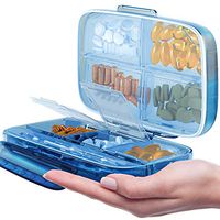 Tobanda Travel Pill Organizer, Moisture Proof Pill Sorter 8 Compartments Airtight Waterproof Pill Box Pill Case Portable Pill Container to Hold Vitamins, Cod Liver Oil, Supplements and Medication