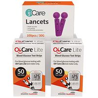 ijCare (100 Strips) Bundle n Save Pack for Oh’Care Lite Blood Sugar Testing Monitor – Glucose Test Strips and Lancets for for Blood Testing – Accurate and Affordable Diabetic Supplies