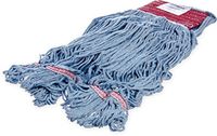 Carlisle 369454B14 Looped-End Premium Mop Head With Red Band, Large, Blue (Pack of 12)