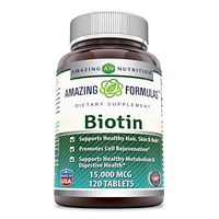 Amazing Formulas Biotin 15000 mcg - Supports Healthy Hair, Skin & Nails - Promotes Cell Rejuvenation - Supports Healthy Metabolism & Digestive Health (120 Tablets) (Non GMO-Gluten Free)