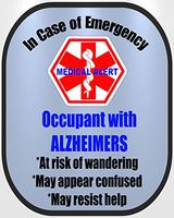 Alzheimers Medical Alert Safety Decal Sticker
