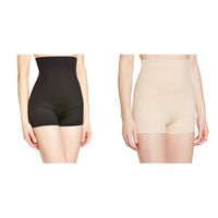 Maidenform Flexees Women's 2 Pack Shapewear Minimizing Hi-Waist Boyshort, Black/Latte Lift, XX-Large