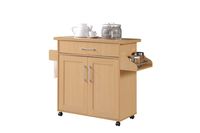 Hodedah Kitchen Island with Spice Rack, Towel Rack & Drawer, Beech