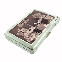Perfection In Style Metal Cigarette Case with Built in Lighter Vintage Cat Design 014