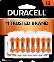 Duracell - Hearing Aid Batteries Size 13 (Orange) - long lasting battery with EasyTab for ease of installation - 16 count