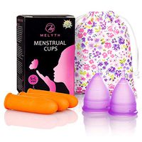 Melyth - 2 Pack of Reusable Menstrual Cups with Latex Finger Protection Sleeves and Carry Bag – Sanitary Cup Alternative to Tampons and Sanitary Towels – Easy to Use, Soft Period Cups in 2 Sizes
