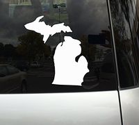 Applicable Pun Michigan State Shape - The Wolverine State - White Vinyl Decal Sticker for Car, MacBook, Laptop, Tablet and More (8 Inch)