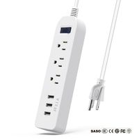 Ledsniper Power Strip Surge Protector 3 AC Outlets with 3 USB Ports (5V/2.1Ax3), Extension Power Cord, 6ft Long Cord, White