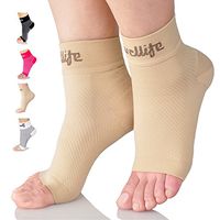 Dowellife Plantar Fasciitis Socks, Ankle Brace Compression Support Sleeves & Arch Support, Foot Compression Sleeves, Ease Swelling, Achilles Tendonitis, Heel Spurs for Men & Women (Nude L)