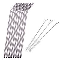 Reusable Stainless Steel Straws, ONEVER Extra Long Stainless Steel Drinking Straws Set for Milkshake Smoothie Cold Beverage Solid Drinks (8 Bent)