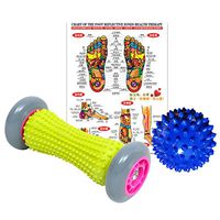 Odowalker Foot Massage Roller Spiky Ball Set Foot Heel Sole Pain Relief for Plantar Fasciitis, Sore Heels, Relieve Pressure,Flat Tired Foot with Porcupine Ball & Foot Reflexology Therapy Chart