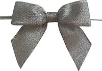 BAYWIND LTD; 3" Metallic Silver Twist Tie Bows- 100pc
