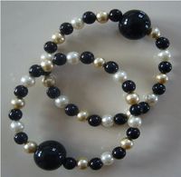 Queasy Beads® ~ Two (2) Authentic Stylish Motion Sickness Anti Nausea Acupressure Bracelets in Midnight Dream ~ Genuine, High Quality Black, White & Beige Glass Beads for Fashionable Nausea Relief