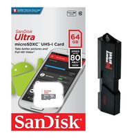 SanDisk Ultra 64GB MicroSD XC Class 10 UHS-1 Mobile Memory Card for Samsung Galaxy Tab S3 9.7 A 10.1 7.0 E 8.0 with USB 3.0 MemoryMarket Dual Slot MicroSD & SD Memory Card Reader